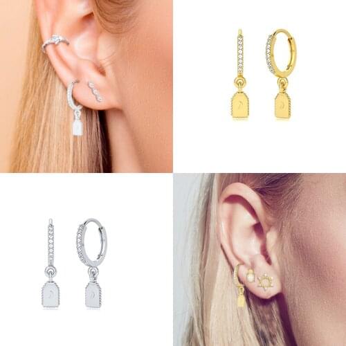 BOAKO Pendientes Plata 925 Earrings For Women Star Moon Earrings Dangle Cartilage Jewelry Ear Piercing Fast Fashion Серьги#2.3