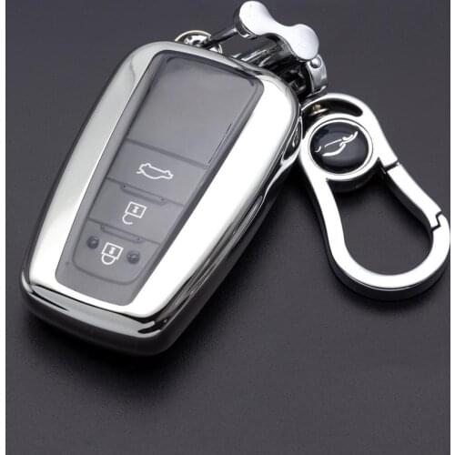 Car Key Shell Remote Control Bag Protective Cover With Key Chain For Toyota Camry/Prius 2017-2019