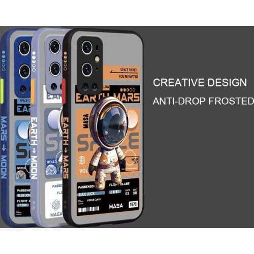 Cartoon Astronaut Pattern Phone Case For Oneplus 9 Liquid Side Printing Silicone Shockproof Cover For Oneplus 9 Pro