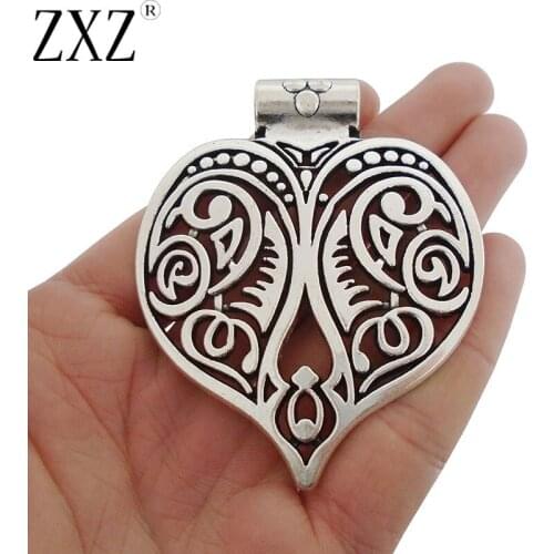 ZXZ 2pcs Large Heart Charms Pendants for Necklace Jewelry Making Findings 74x60mm