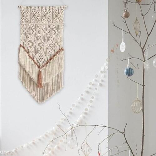 Tapestry Boho Woven Hanging Tapestry Nordic Style Wall Art Cotton Ornament With Tassels For Wedding Home Decoration