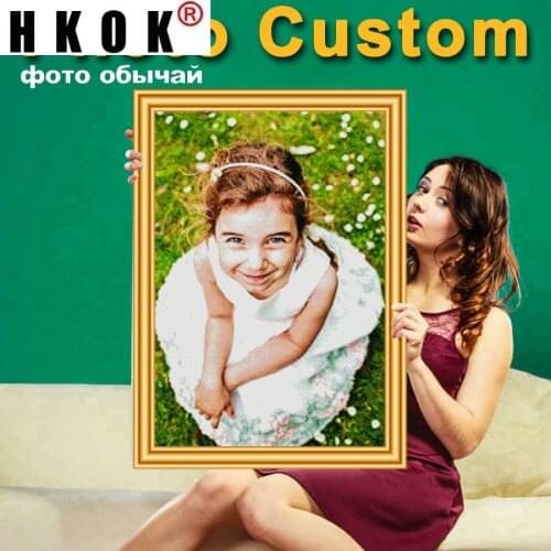 HKOK 5D DIY Photo Custom Own Diamond Painting Cross Stitch Kit Full Round Diamond Embroidery Mosaic Art Picture Of Rhinestones