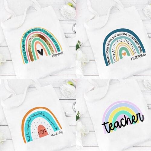 Coffee Teach Sleep Repeat Teacher Life Tote Bag Shoulder Bags Large Capacity Fashion Casual Handbag Totebags Teachers Gift