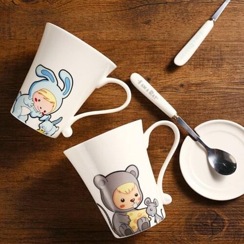 Creative Ceramic Coffee Mug Cartoon Tea Cup High capacity water cup Chinese Zodiac coffee cup Cute Cups for lovers Birthday gift