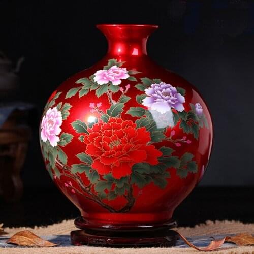 Lots of crystal glazed ceramic peony flower vases for home decoration and gift