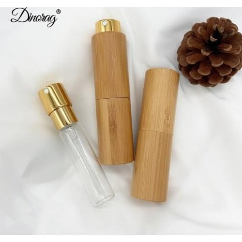 20ml Refillable Perfume Bottle Simple Style Natural Bamboo + Glass Liner Atomizer Spray Bottle For Travel Cosmetic Makeup Tool