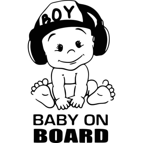 Small TownPLAY COOL Warning BABY ON BOARD Car Stickers Window Funny Cute Boy Automobiles Exterior Accessories Vinyl Decals,18cm