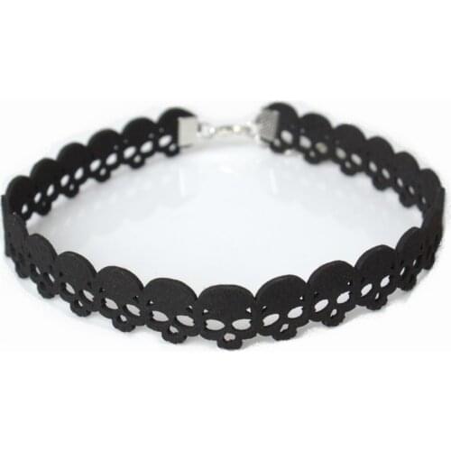 New Black Velvet Skeleton Choker Necklace Women Leather Skull Clavicle Collar Necklaces Steampunk Halloween Fashion Jewelry