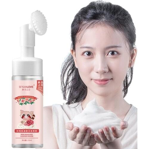 Cleansing Mousse Rose Foaming Cleanser Scrub Cleansing Acne Oil Control Blackhead Remover Shrink Pores Skin Care Makeup Remover
