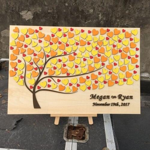 Personalized 3D Wedding Guest Book Alternatives Tree of Hearts Autumn Yellow Theme Wedding Guestbook Wedding Gifts Wedding Decor