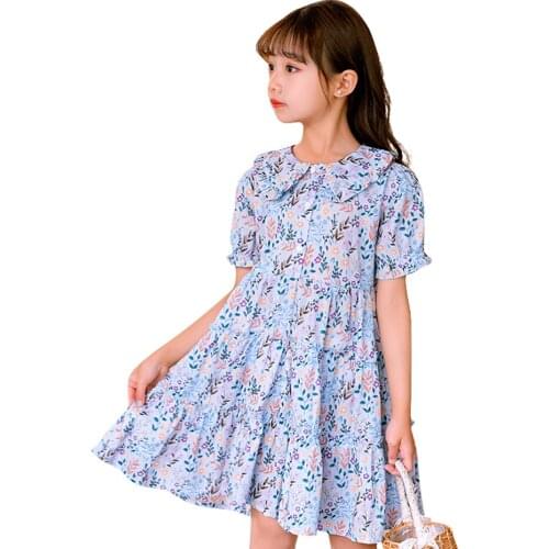 Girls Dress Floral Pattern Dresses For Girl Summer Children Dress Casual Style Costume Girl 6 8 10 12 14
