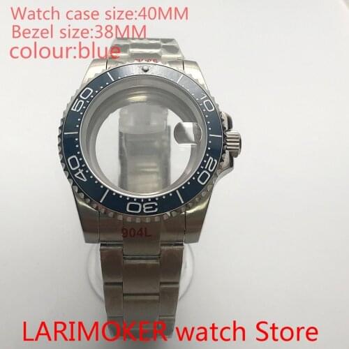 Suitable for NH35 NH36 Miyota8215 40mm sapphire glass 904L stainless steel case transparent back with rotating bezel Navy blue