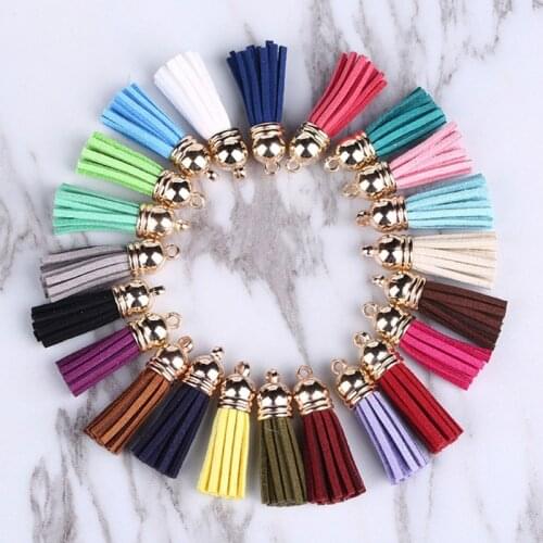 20 Pcs/Pack 4cm Tassels Pendants Multi Colors Faux Suede Leather DIY Crafts Jewelry Earrings Keychain Making Accessories