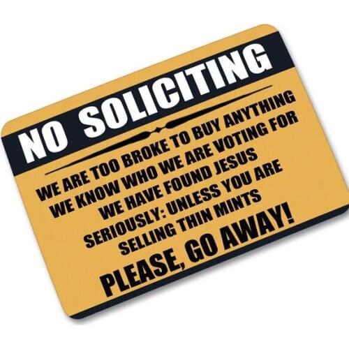 Rude No Soliciting Sign Doormat Funny Joke Dinosaur No Soliciting Welcome Door Mat Rug Carpet Washable Anti Slip Rubber Decor