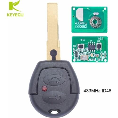 KEYECU 2 Buttons Remote Key Fob 433MHz Keyless Entry for Volkswagen Golf Polo Passat Sharan Uncut HU66 key blade