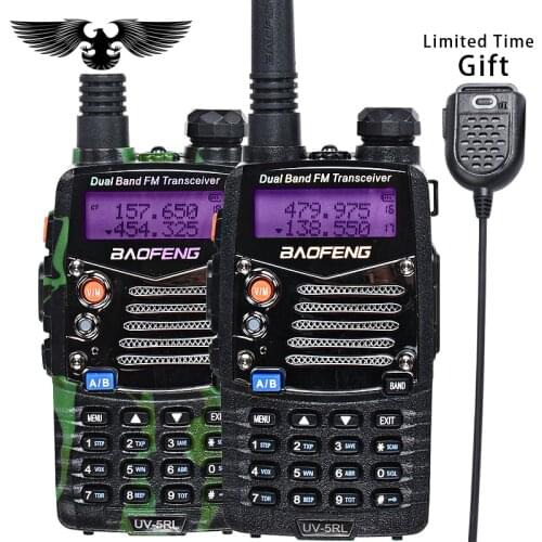BAOFENG UV 5RL Upgraded Version Walkie Talkie Dual Band CB Radio Flashlight Dual Display FM Transceiver With PIN PTT Speaker Mic