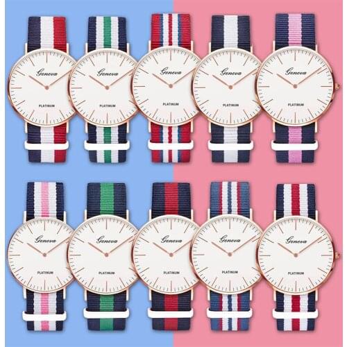 Relogio Masculino Geneva 18 Styles Ultra Slim Quartz Watch Simple Nylon Band woman men Wristwatches Ladies Quartz Watch Q