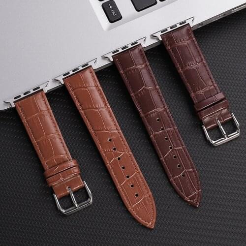 Leather Watchband for Apple Watch 6 5 4 SE Band Business Leather Bracelet 44mm 42mm 40mm 38mm Strap for iwatch Series 3 2 1
