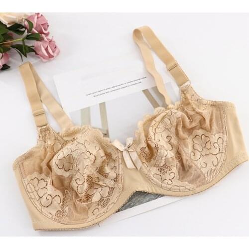 Sexy Unlined Bras for Women Thin Lace Underwear Soft Bh Big Cup Plus Size Womens Bra Full Cup Women Brassiere Girl Top 46 D E F