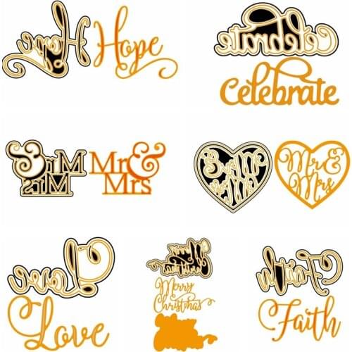 Heart Letters Hope Love Metal Cutting Dies Stencils For DIY Scrapbooking Decorative Embossing Craft Dies Scrapbook Cutting Die