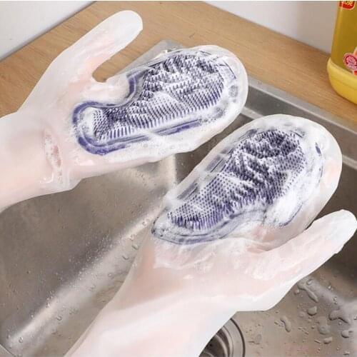 Silicone Cleaning Gloves Kitchen Accessories Dishwashing Brush Cleaning Gloves Insulation Housework Kitchen Cleaning Reusable