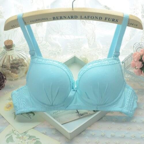 Cute white girl student lace underwear comfortable soft rims gather small chest bras # 233 free shipping