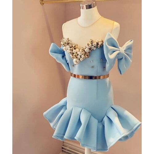 Sexy Beaded Heavy Luxury Dress Bodycon Party Date Night Birthday Dresses Bowtie Ruffles Mesh Patchwork Young Women Clothing 2XL