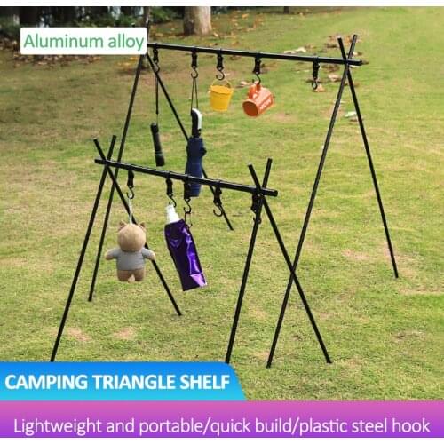 Ultralight Hanging Rack Outdoor Camping Shelf Clothes Storage Hanger Triangle Rack Aluminum Alloy Detachable Lantern Stand