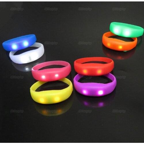 500PCS Unisex Voice Control LED Light Up Silicone Bracelet Glow Flash Bangle Gift For Party Decoration