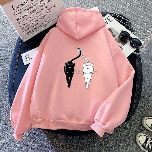 Hoodies Oversized Print Kangaroo Pocket Sweatshirts Hooded Harajuku Winter Casual Vintage Korean Pullovers Women Sweatshirt