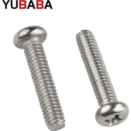 50Pcs M2 M2.5 M3 M4 ISO7045 DIN7985 GB818 304 Stainless Steel Cross Round Head Bolts Phillips Screws