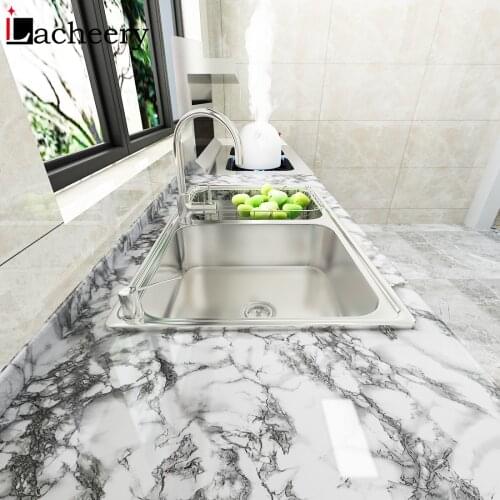 Waterproof Kitchen Marble Wall Sticker Vinyl Self Adhesive Wallpaper Cupboard Furniture Renovation Home Decoration Contact Paper