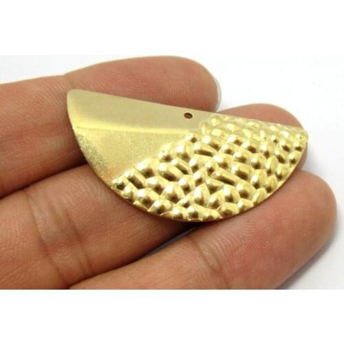 20pcs Brass pendant 42x20mm Raw brass half round wavy earrings findings R548