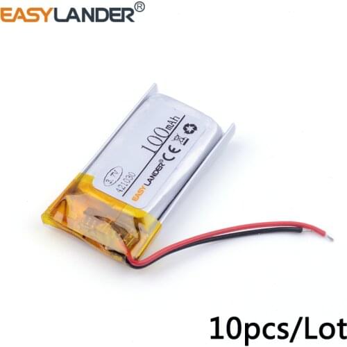 10pcs /Lot 3.7v lithium Li ion polymer rechargeable battery 421030 100mAh For MP3 MP4 DVR GPS mp5 toys DVR Bluetooth Headset