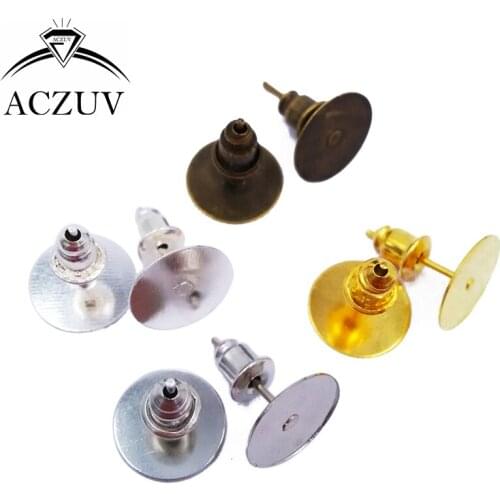 1000pcs 4mm 6mm 8mm 10mm Glue Pad for Stud Earrings Metal Earring Posts with Stoppers Backs Jewelry Findings EDT001
