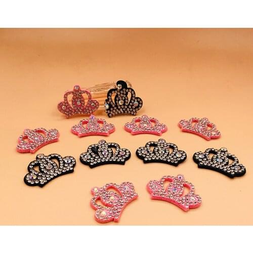 20pcs 3.5x2.5cm Crown Padded appliques with Shiny diamond for headwear decoration handmade hair accessories