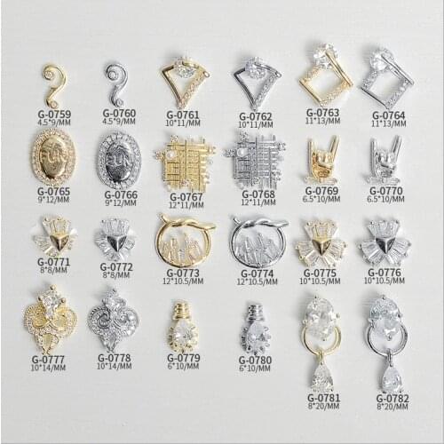 5PCS, Nail Art Dedicate Shapes Zircon Rhinestones With Gold Silver Alloy For Nail Tips Decorations