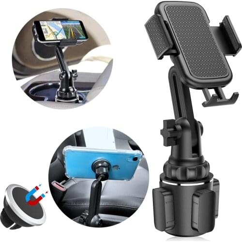 360 Degree Adjustable Car Cup Slot Phone Holder Mount Stand With Expandable Base Universal Cup Slot Holder Cell Phone Bracket