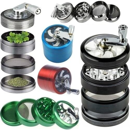 4 Layers 40MM Metal Herb Tobacco Spice Weeds Grass Aluminium Grinder Smoke Crusher Hand Crank Muller Mill Smoking Accessories