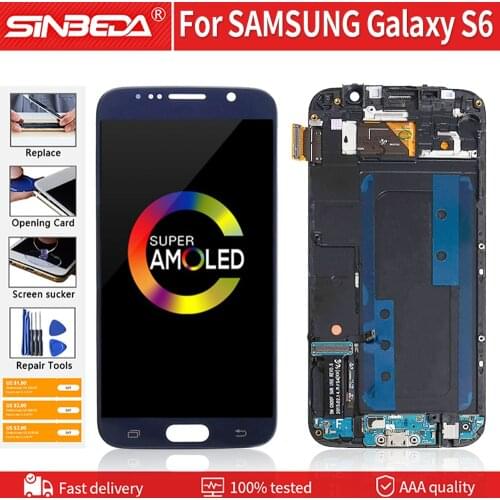 5.1" AMOLED For SAMSUNG Galaxy S6 LCD G920F G920A Display Touch Screen Digitizer with Frame For Samsung S6 Display Burn-shadow