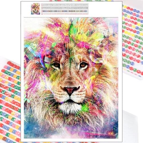 5D DIY Diamond Painting Animal Full Square Round Cartoon Flower Lion Landscape Embroidery Complete Kit Mosaic Home Decor Gift