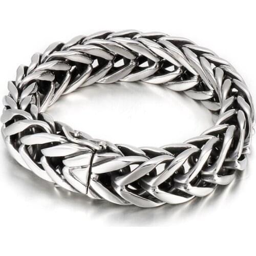 Masculine Style 17MM Wide Curb Chain Bracelet Stainless Steel Silver Color for Men 8.66 inches 121g weight