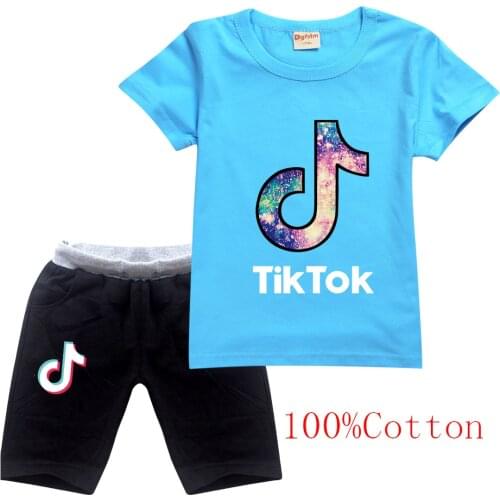 TIK TOK Baby Boy Girl Clothes Kids Summer Outfits Print Short Sleeve T-shirt+Shorts 2 Pcs Set Toddler Girl Clothing