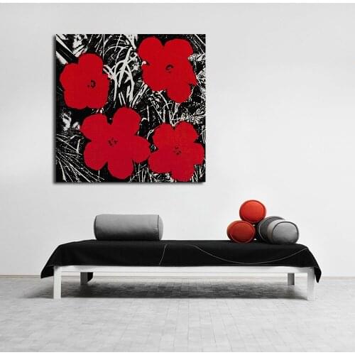 JQHYART Small Red Flower Home Decor Canvas Modern Paintings On Canvas Painting Wall Painting Picture No Frame