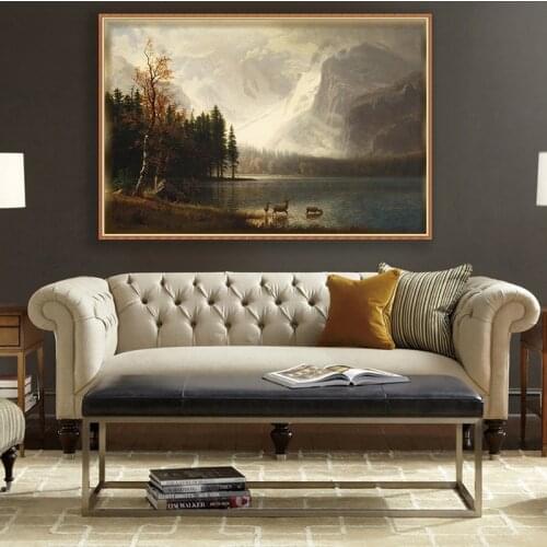 Large size Canvas Art Prints Painting Albert_Bierstadt Wall oil Poster pictures classic For Living Room Home Decor