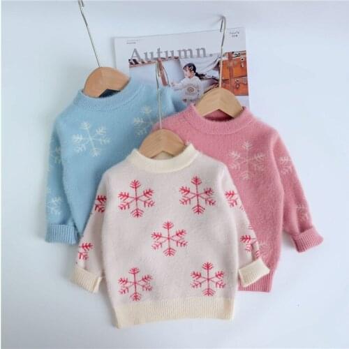 Autumn New Arrival Toddler Girls Sweaters Korean Snowflake Printing Jackets For Girl Kids Clothing 2 3 4 5 Years Girls Sweater