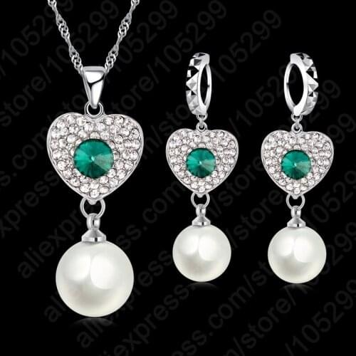 6 Colors REAL PEARL Natural Pearl Jewelry Set 925 Sterling Silver Hot Bridal Wedding Jewelry Set Pretty Crystal For Women