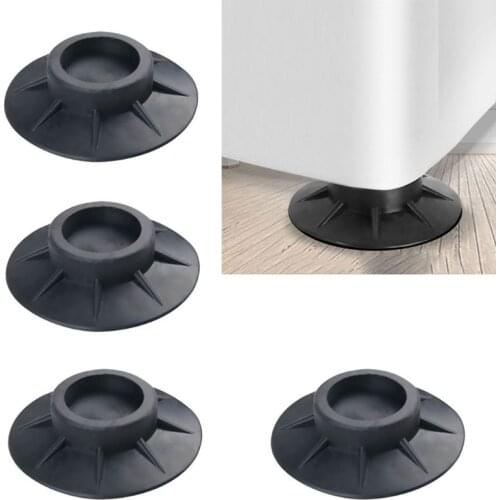 4Pcs Floor Mat Washing Machine Feet Pad Non Slip Shock Proof Furniture Protector Anti Vibration Elasticity Black Rubber Feet Pad