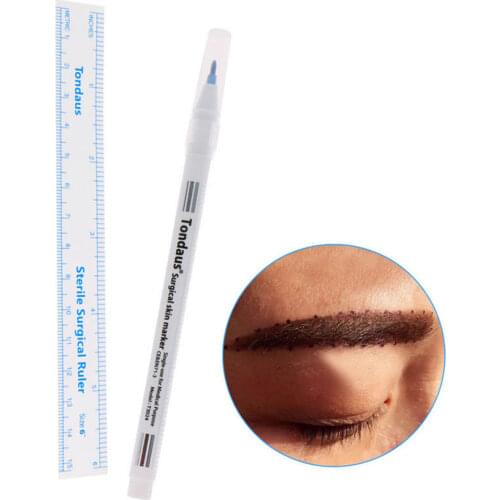2Pc/set Medical Surgical Scribe Pen Eyebrow Piercing Marker Pen Sterile Surgical Ruler Permanent Tattoo Beauty Accessories