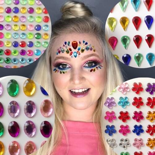 Fashion Cosplay Tattoo Face Eyes Crystal Diamond Glitter Eyeshadow Sticker Accessories Rave FESTIVAL Makeup Body Art